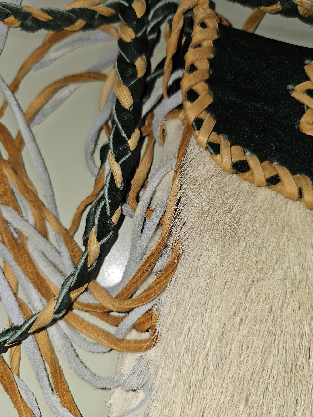 Rattlesnake Purse with Leather Braided Trim - Tan & Black - Picture 8 of 17